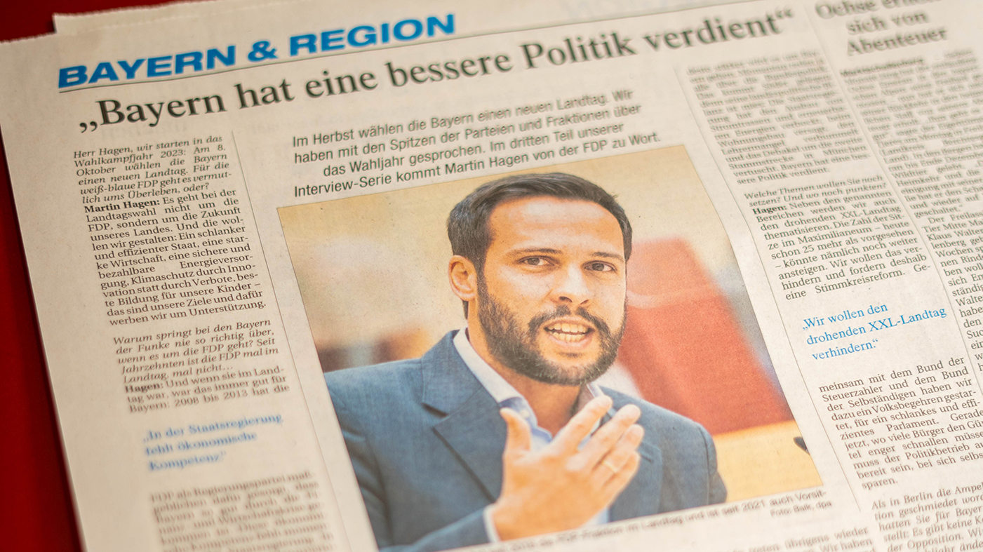 Bayerns FDP-Landes- und Fraktionschef Martin Hagen.