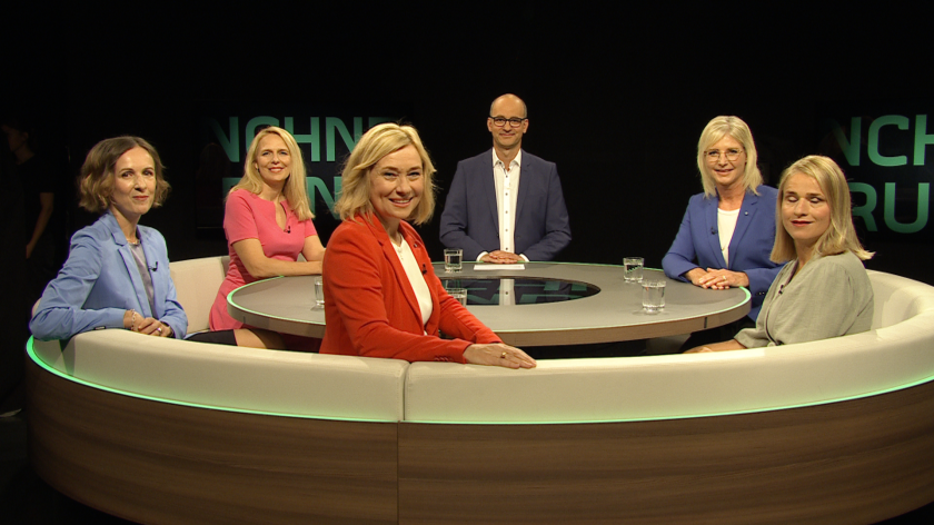 Julika Sandt (2. von links) in der „Münchner Runde“ des BR. Bildnachweis: BR/Münchner Runde