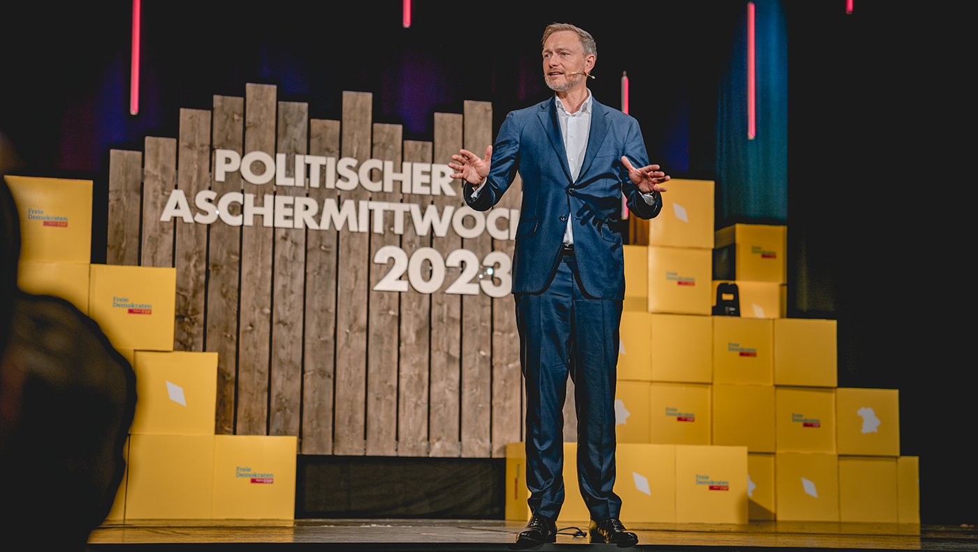 FDP-Chef und Bundesfinanzminister Christian Lindner war Hauptredner am Politischen Aschermittwoch.