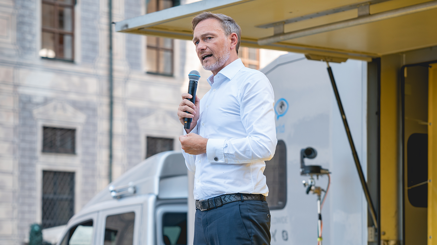 FDP-Chef Christian Lindner während seiner Rede.